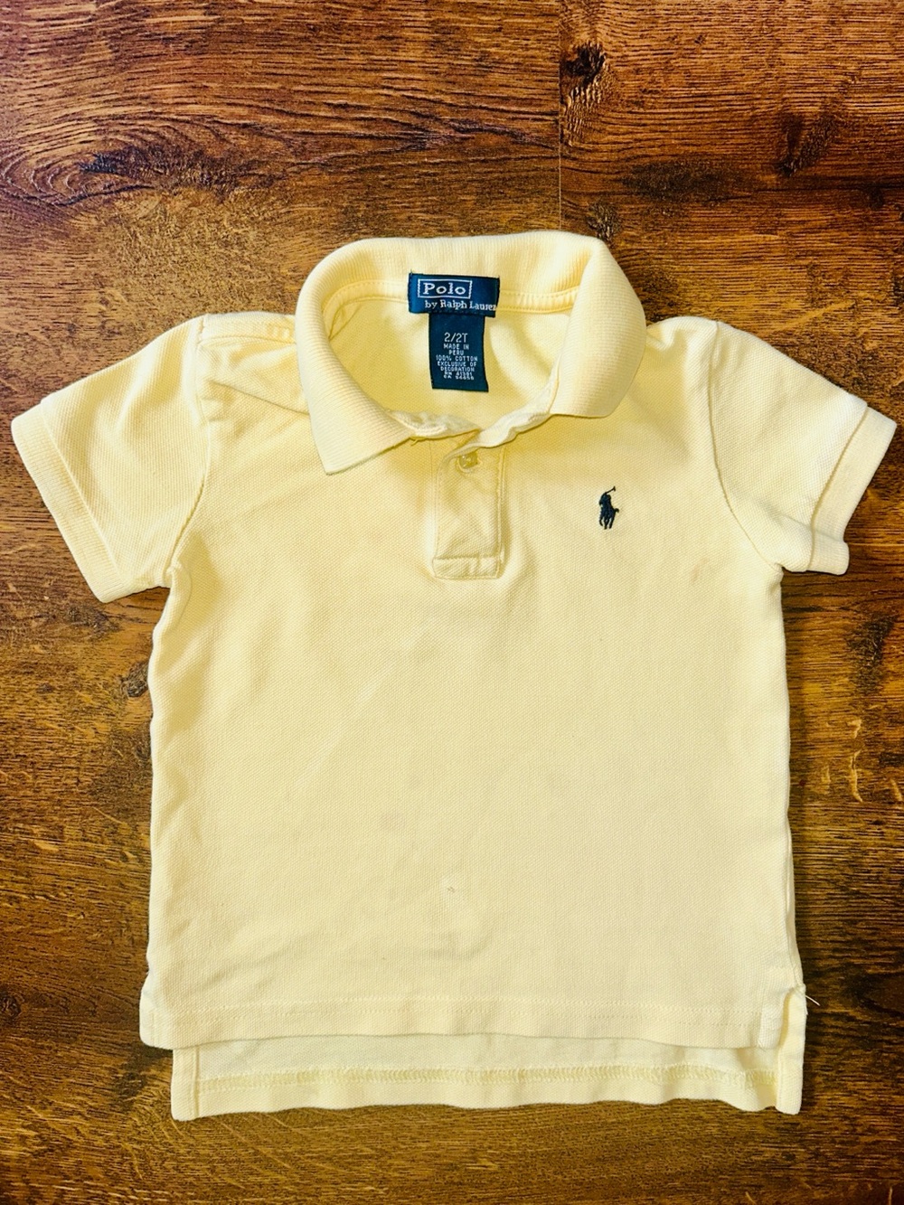 Polo by Ralph Lauren Pale Yellow Kids Polo with Navy Logo | 2T